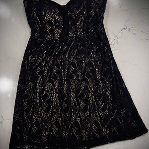 Monteau Black Strapless Lace Dress